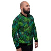 Palm Leaf Tropical Print Men's Bomber Jacket-grizzshop