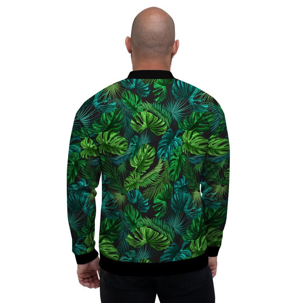 Palm Leaf Tropical Print Men's Bomber Jacket-grizzshop