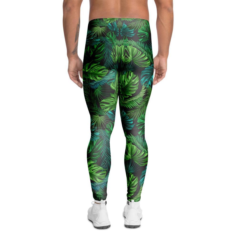 Palm Leaf Tropical Print Men's Leggings-grizzshop