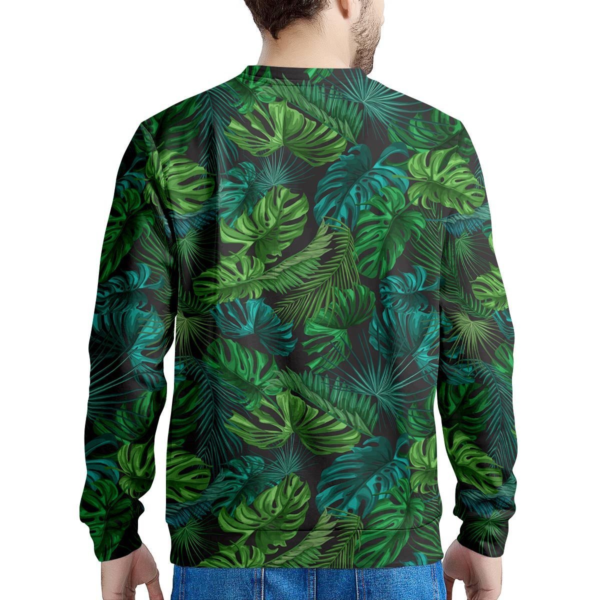 Palm Leaf Tropical Print Men's Sweatshirt-grizzshop