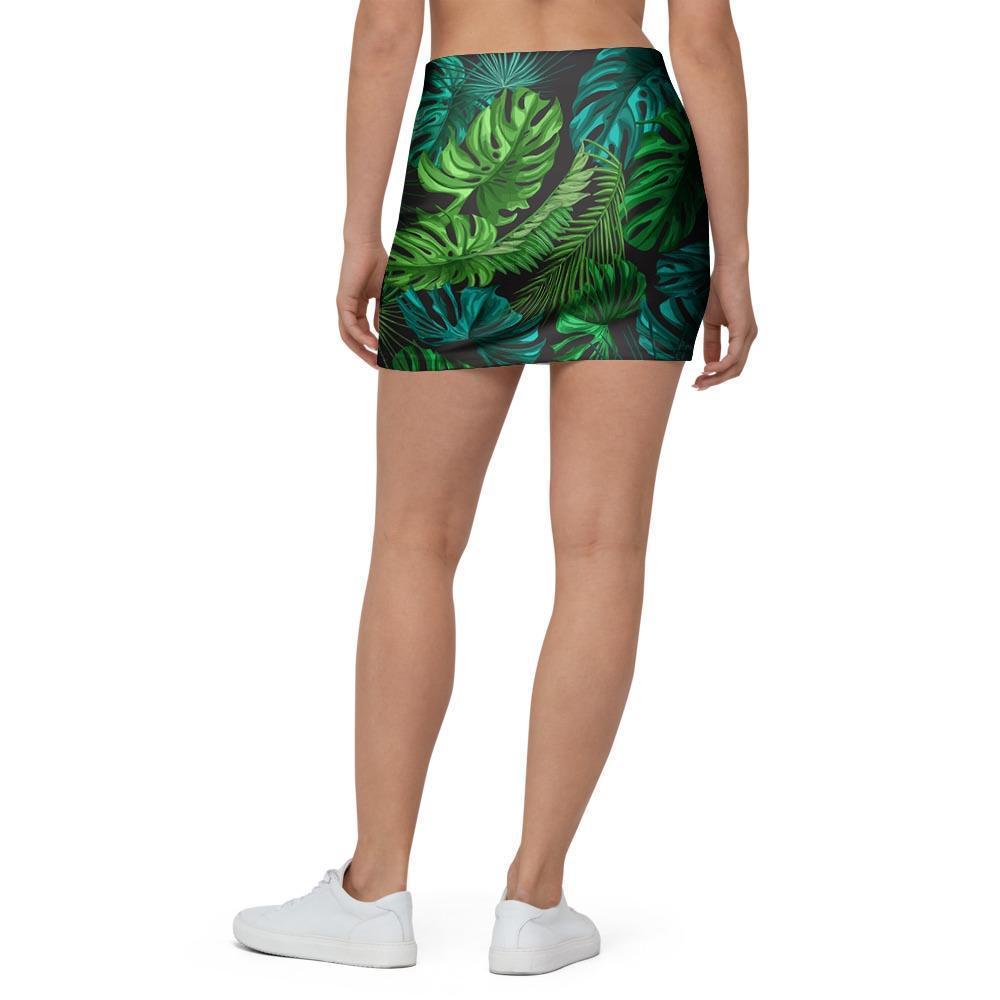 Palm Leaf Tropical Print Mini Skirt-grizzshop