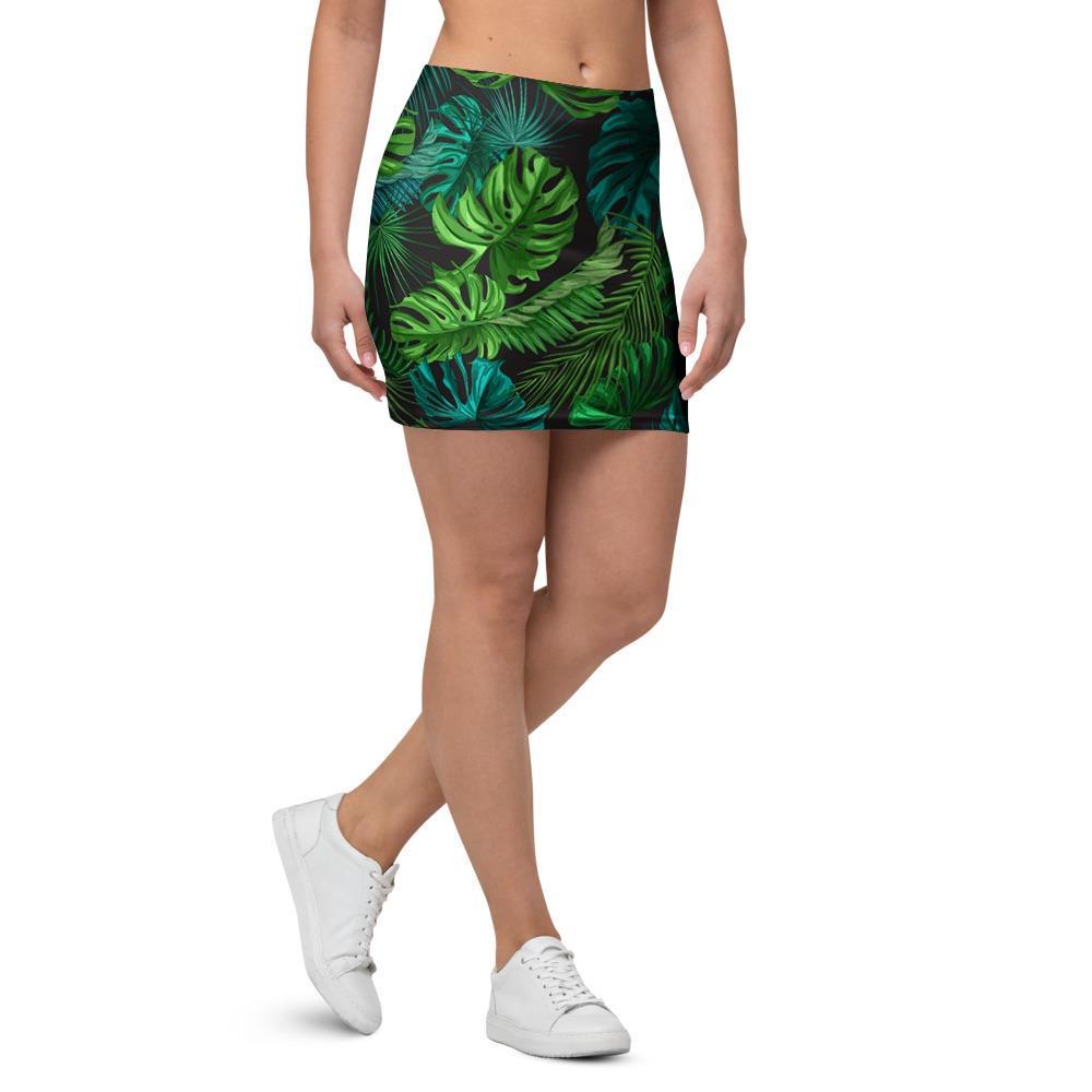 Palm Leaf Tropical Print Mini Skirt-grizzshop