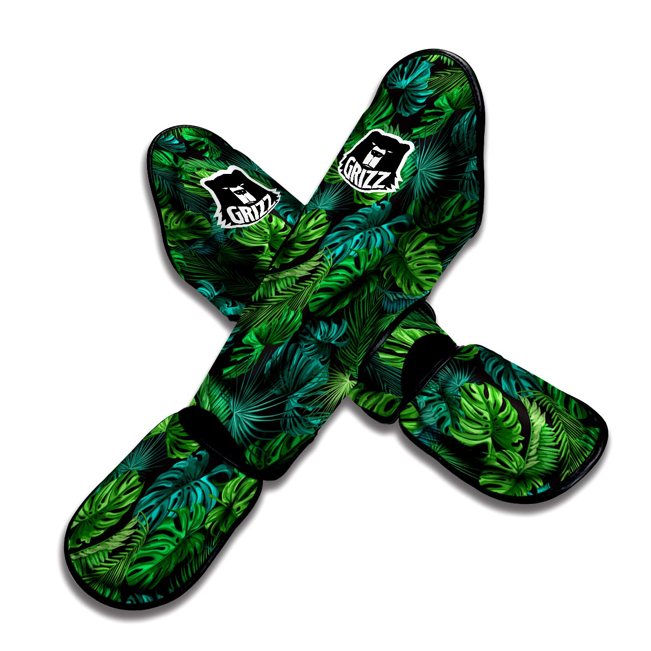 Palm Leaf Tropical Print Muay Thai Shin Guard-grizzshop