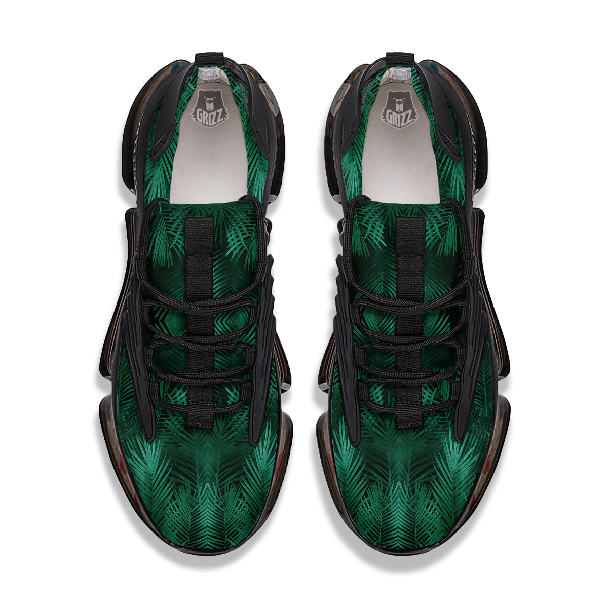 Palm Leaf Tropical Print Pattern Black Gym Shoes-grizzshop