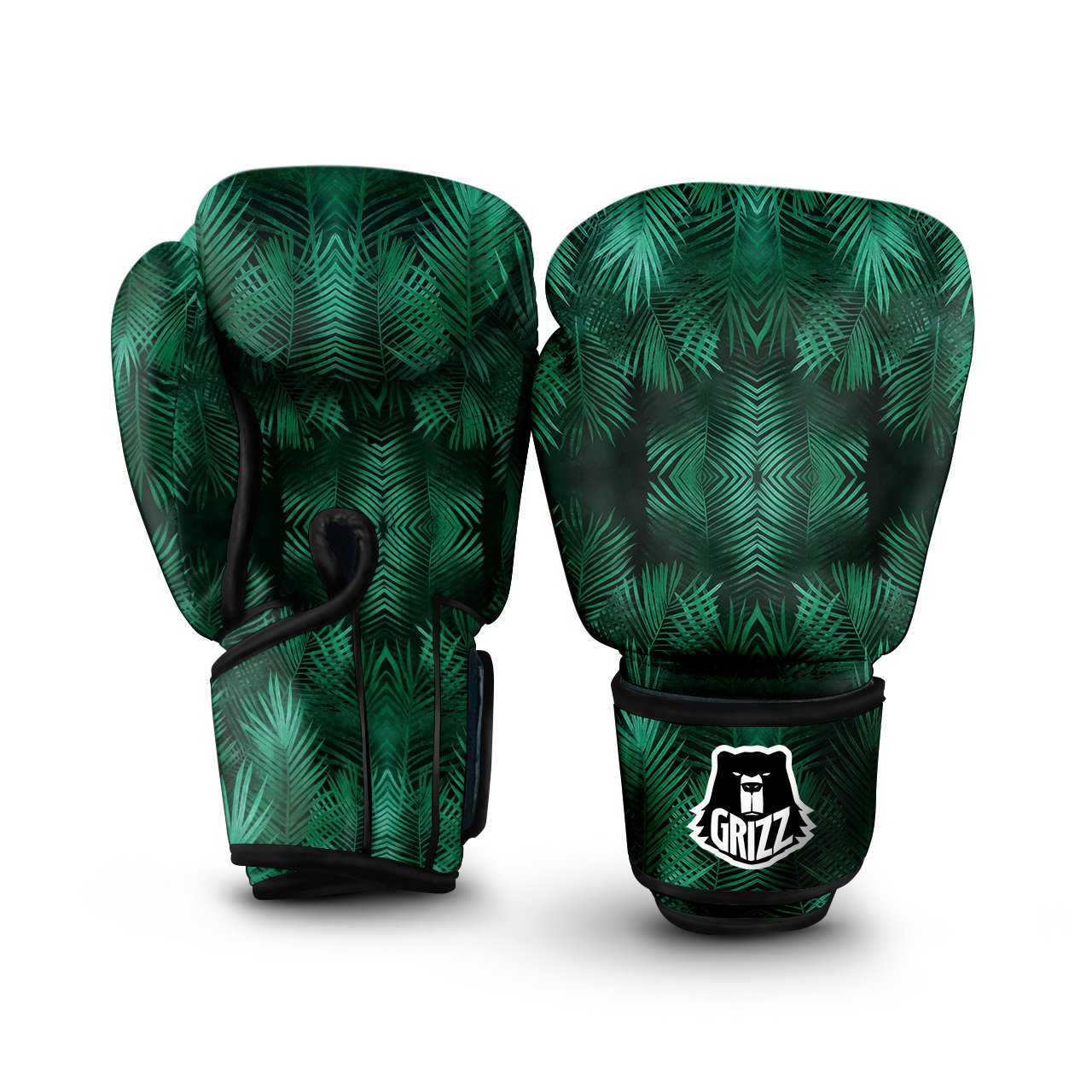 Palm Leaf Tropical Print Pattern Boxing Gloves-grizzshop