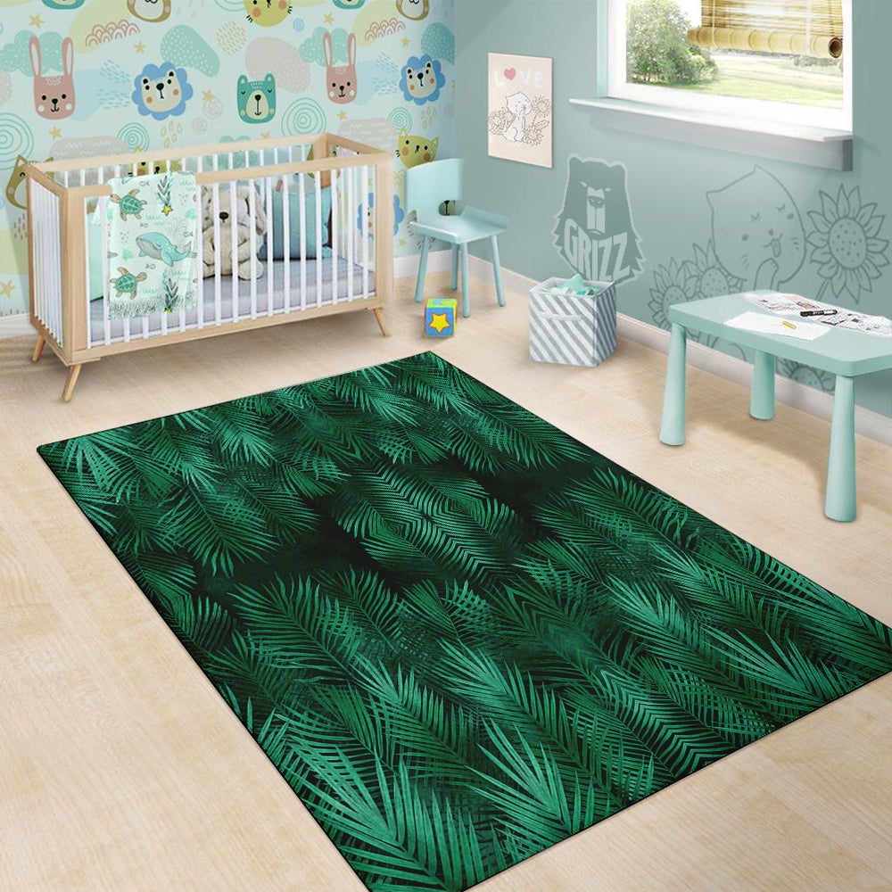 Palm Leaf Tropical Print Pattern Floor Mat-grizzshop