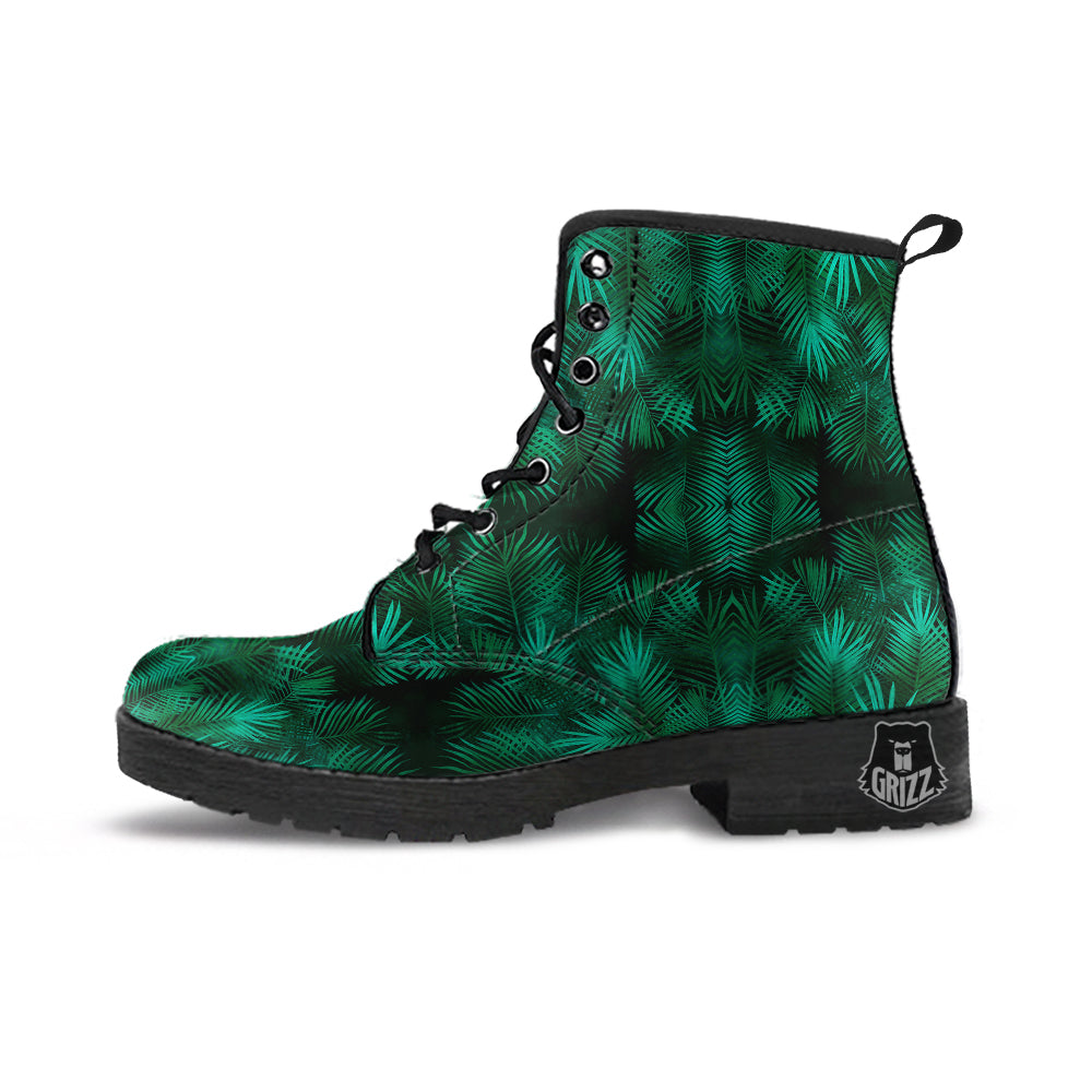 Palm Leaf Tropical Print Pattern Leather Boots-grizzshop
