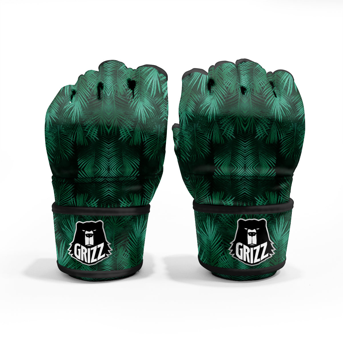 Palm Leaf Tropical Print Pattern MMA Gloves-grizzshop