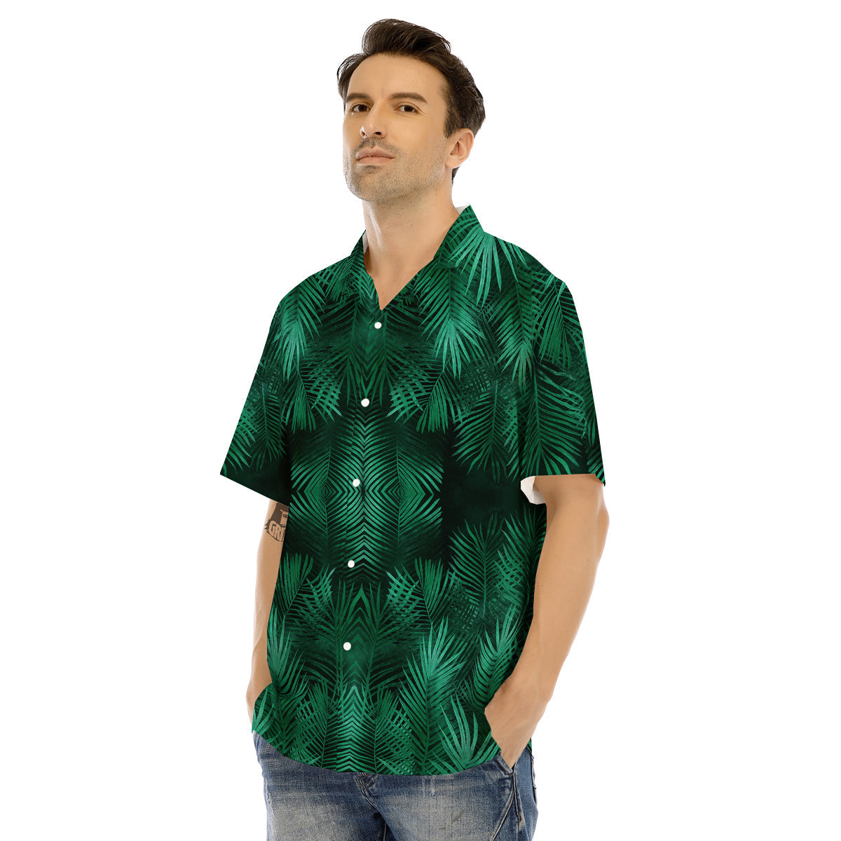 Palm Leaf Tropical Print Pattern Men's Hawaiian Shirt-grizzshop