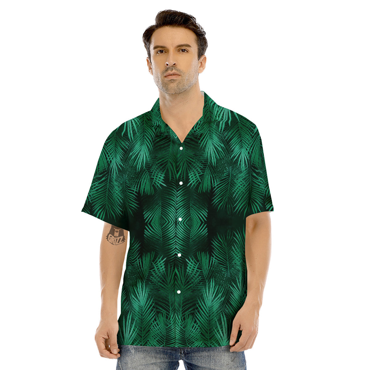 Palm Leaf Tropical Print Pattern Men's Hawaiian Shirt-grizzshop