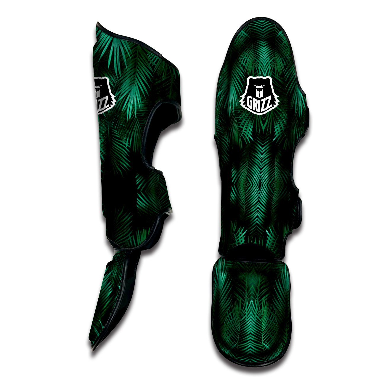 Palm Leaf Tropical Print Pattern Muay Thai Shin Guards-grizzshop