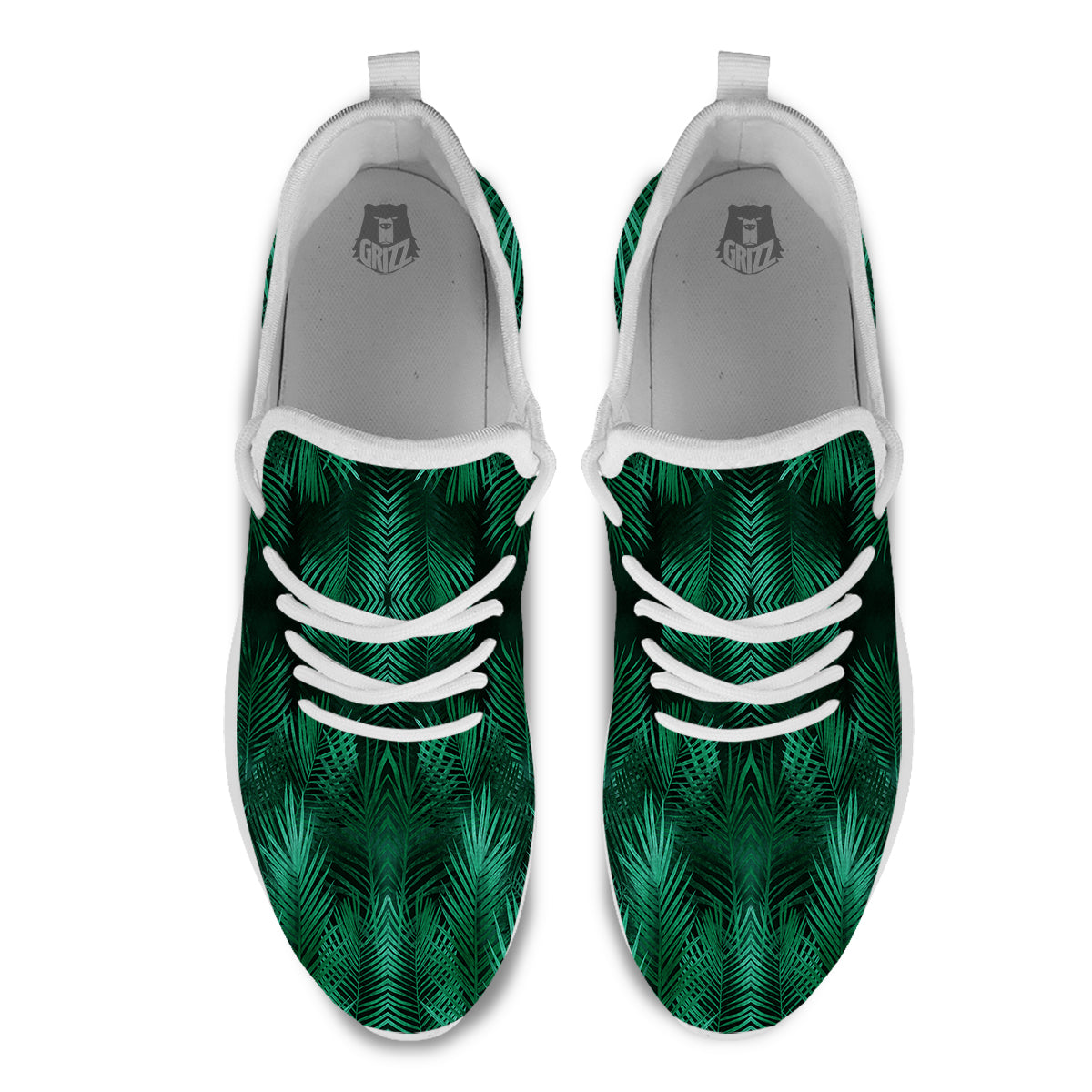 Palm Leaf Tropical Print Pattern White Athletic Shoes-grizzshop