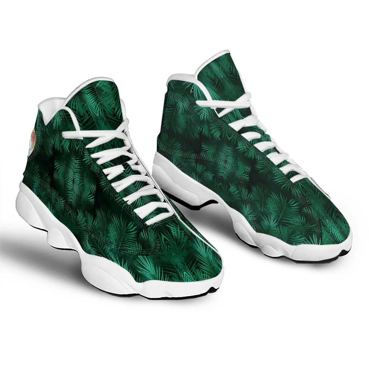Palm Leaf Tropical Print Pattern White Basketball Shoes-grizzshop
