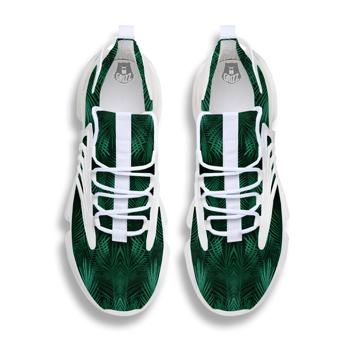Palm Leaf Tropical Print Pattern White Gym Shoes-grizzshop