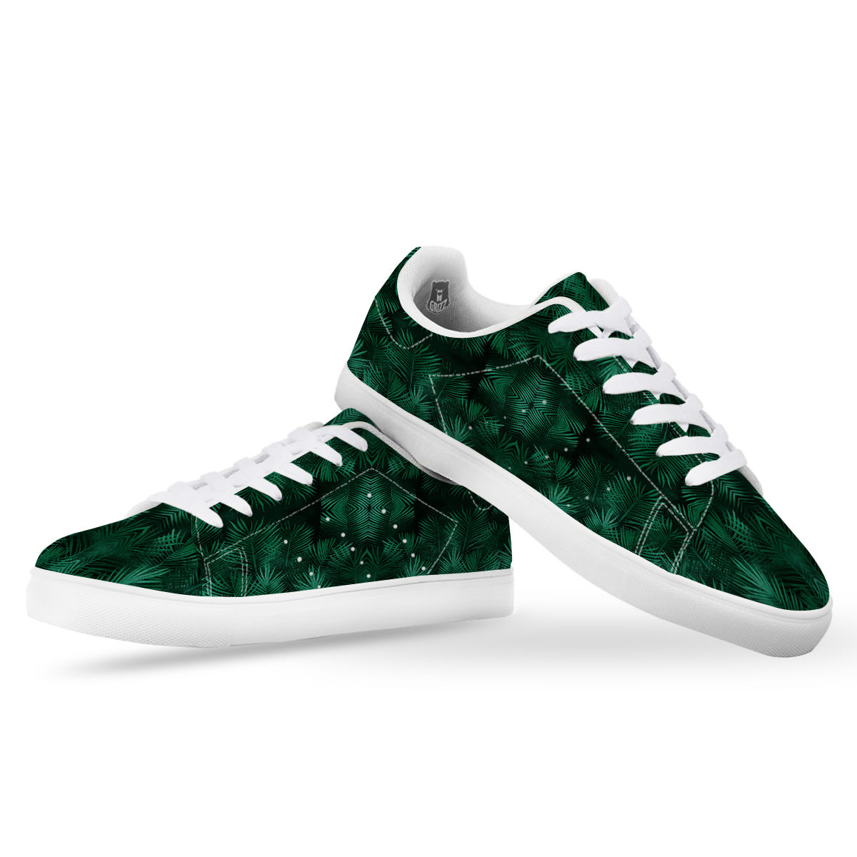 Palm Leaf Tropical Print Pattern White Low Top Sneakers-grizzshop