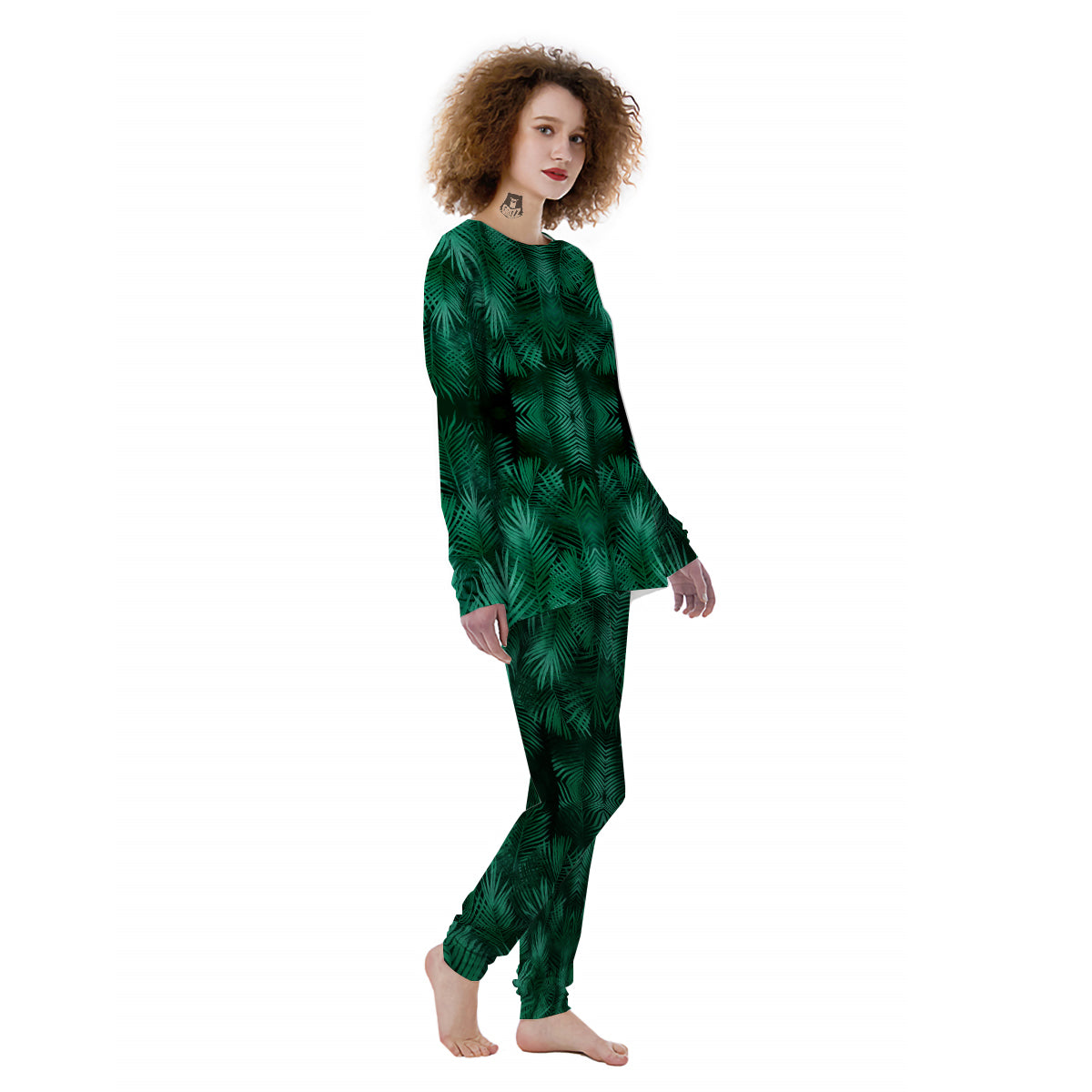 Palm Leaf Tropical Print Pattern Women's Pajamas-grizzshop