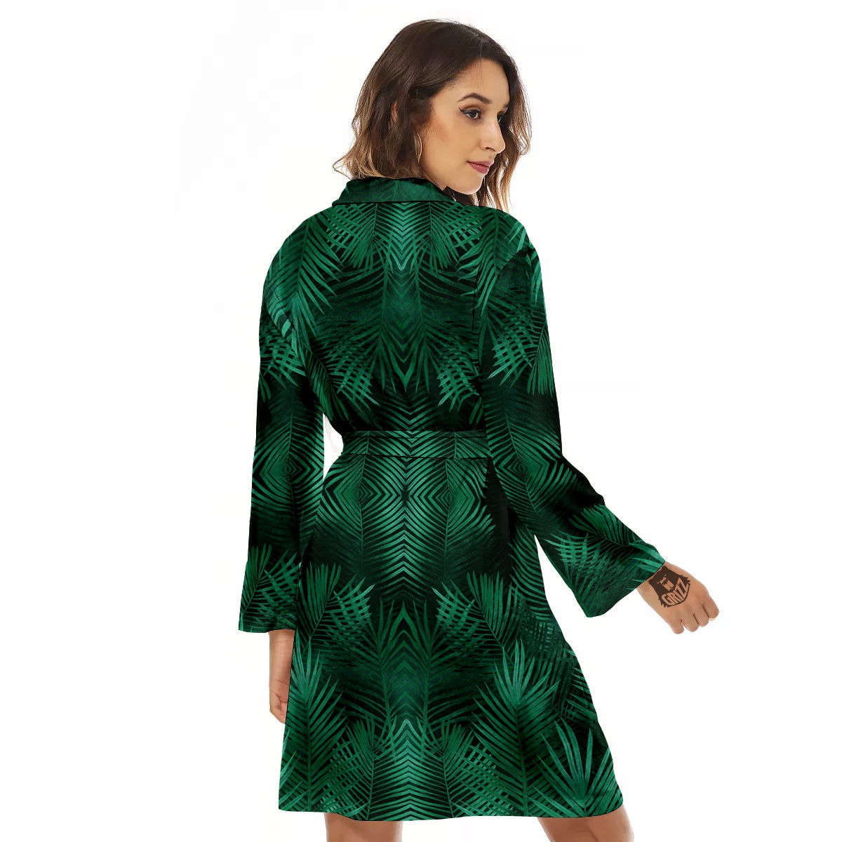 Palm Leaf Tropical Print Pattern Women's Robe-grizzshop