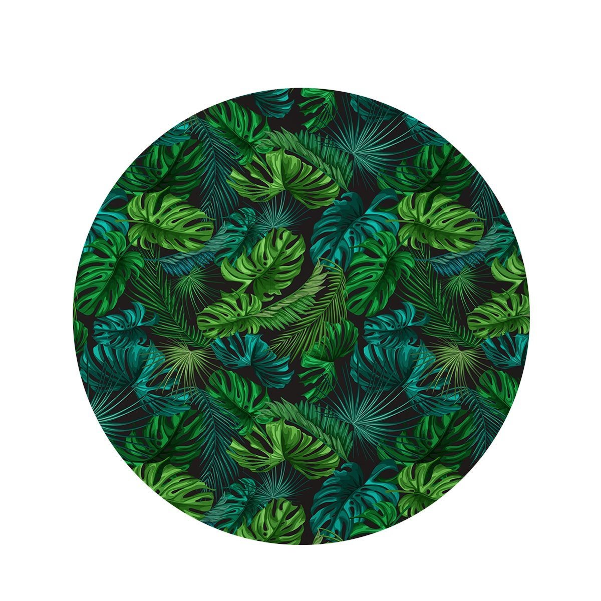 Palm Leaf Tropical Print Round Rug-grizzshop