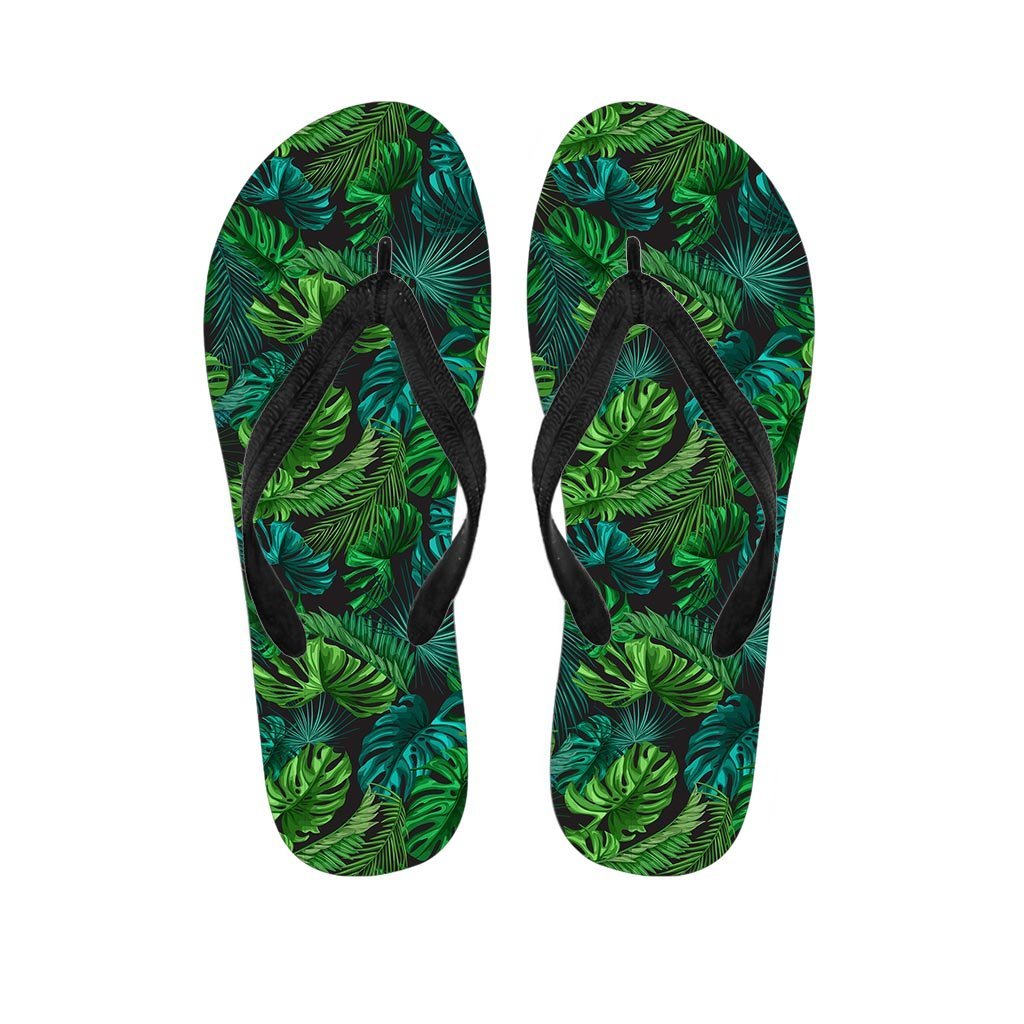 Palm Leaf Tropical Print Women's Flip Flops-grizzshop