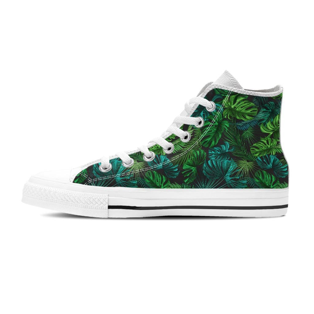 Palm Leaf Tropical Print Women's High Top Shoes-grizzshop