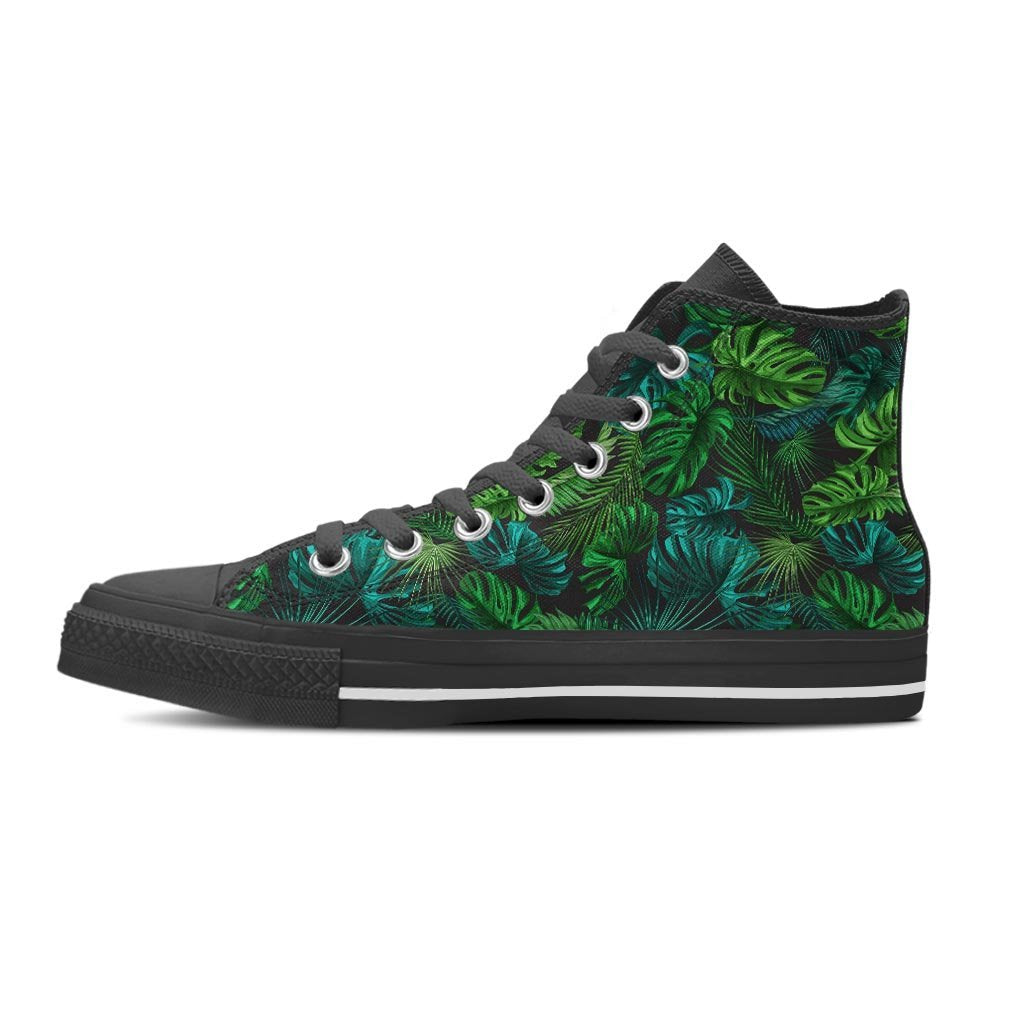 Palm Leaf Tropical Print Women's High Top Shoes-grizzshop