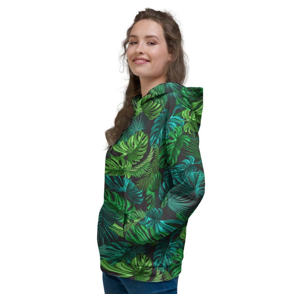 Palm Leaf Tropical Print Women's Hoodie-grizzshop