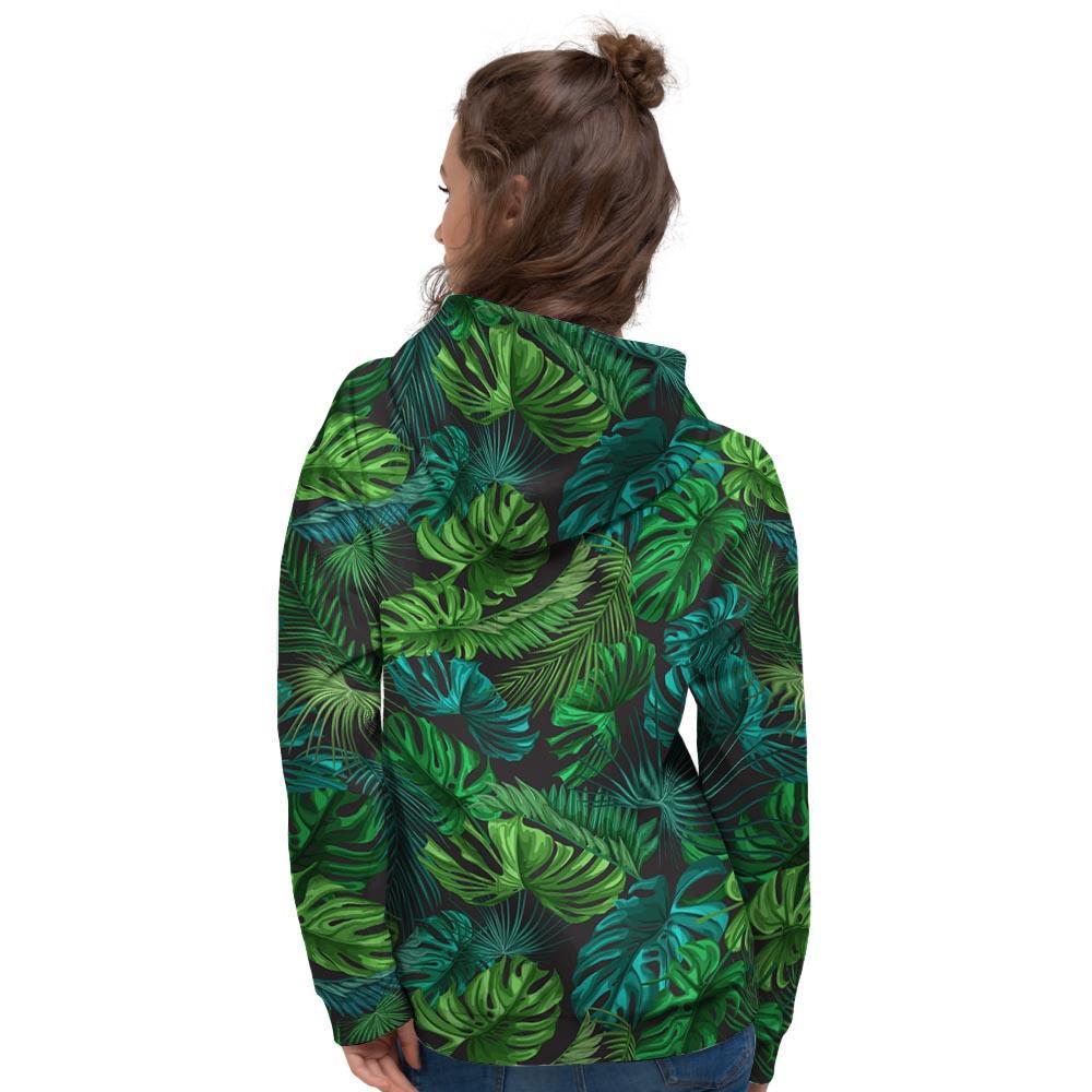 Palm Leaf Tropical Print Women's Hoodie-grizzshop