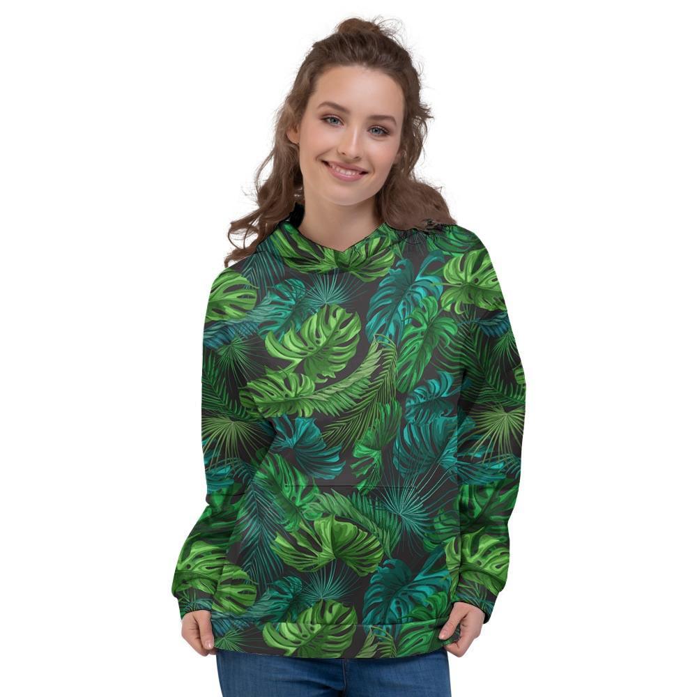 Palm Leaf Tropical Print Women's Hoodie-grizzshop