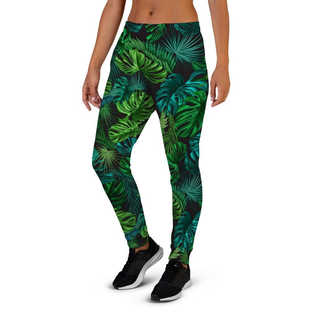 Palm Leaf Tropical Print Women's Joggers-grizzshop