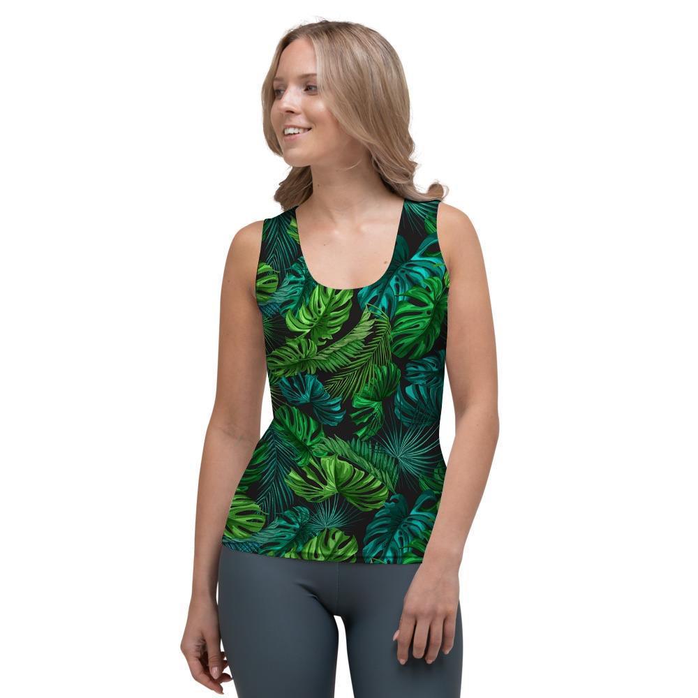 Palm Leaf Tropical Print Women's Tank Top-grizzshop