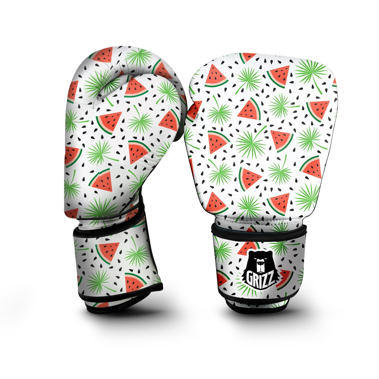 Palm Leaf Watermelon White Print Pattern Boxing Gloves-grizzshop