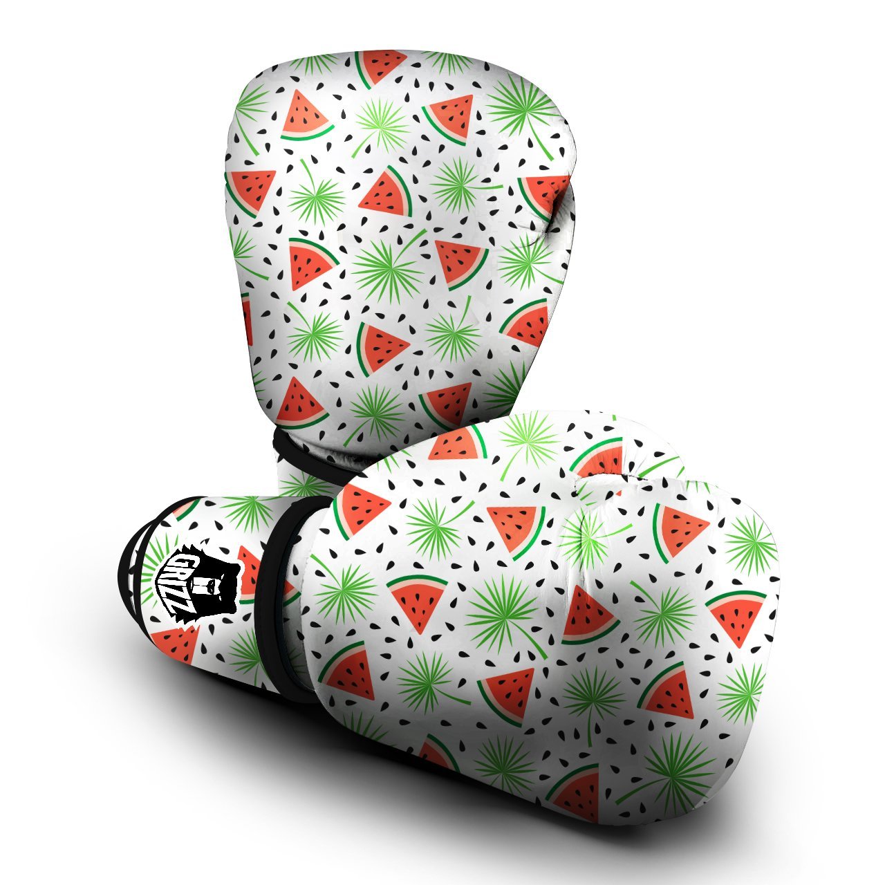 Palm Leaf Watermelon White Print Pattern Boxing Gloves-grizzshop