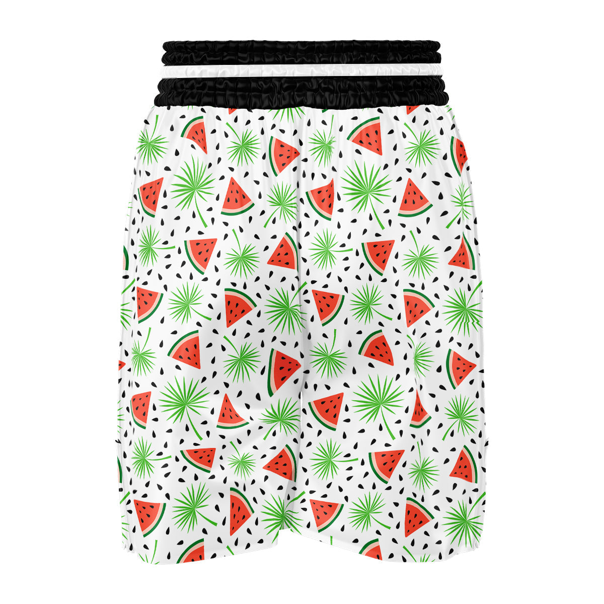 Palm Leaf Watermelon White Print Pattern Boxing Shorts-grizzshop