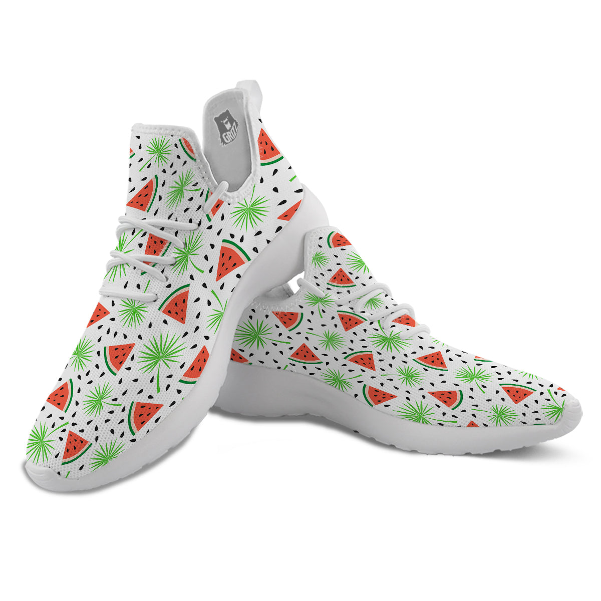 Palm Leaf Watermelon White Print Pattern White Athletic Shoes-grizzshop