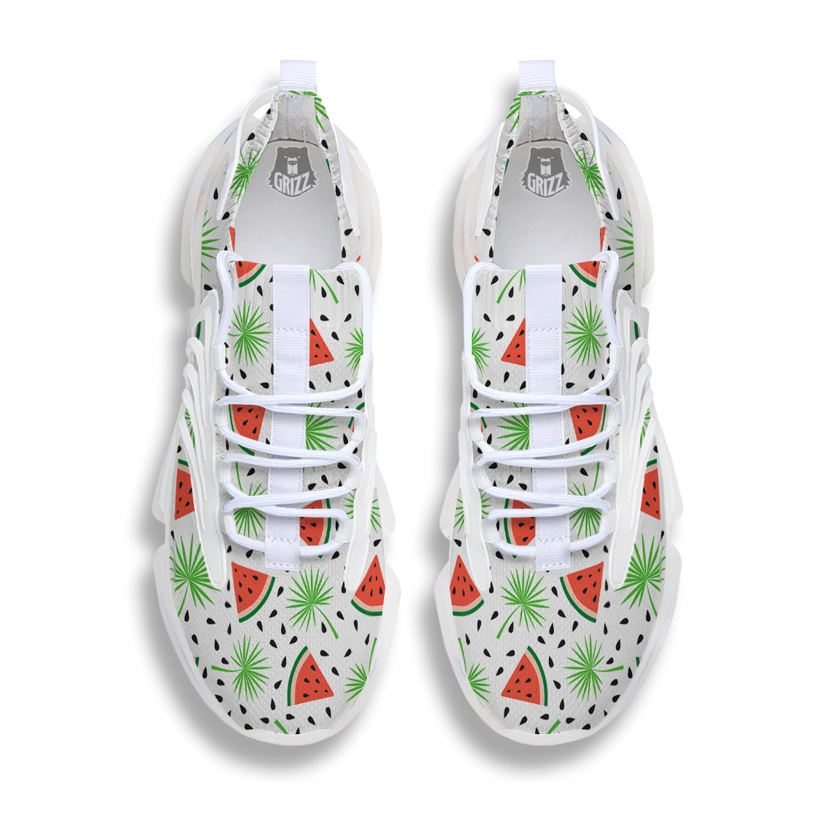 Palm Leaf Watermelon White Print Pattern White Gym Shoes-grizzshop