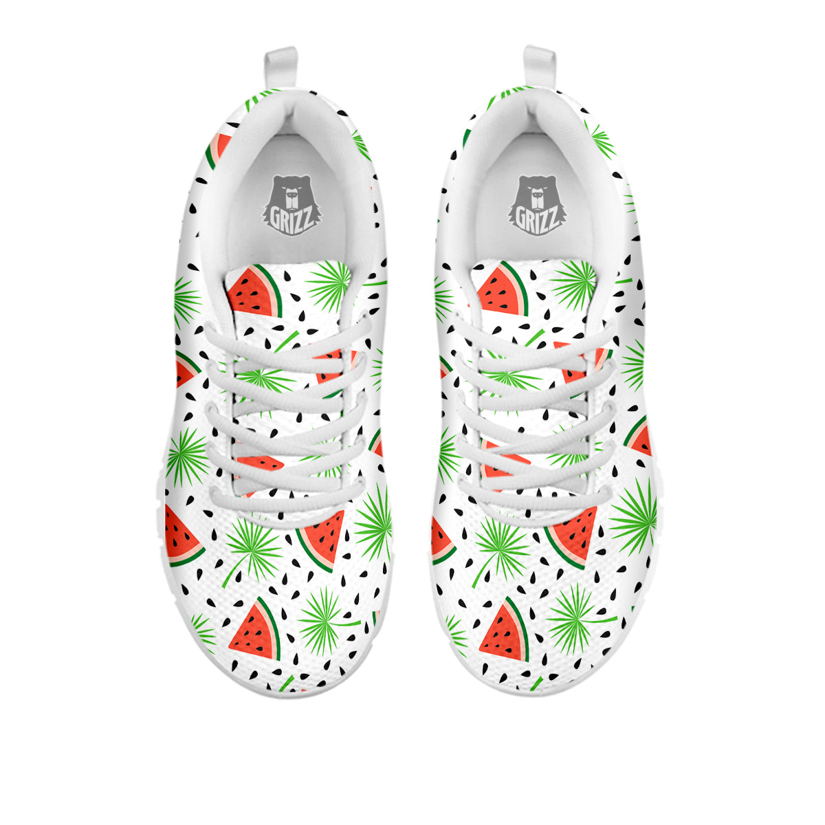 Palm Leaf Watermelon White Print Pattern White Sneaker-grizzshop