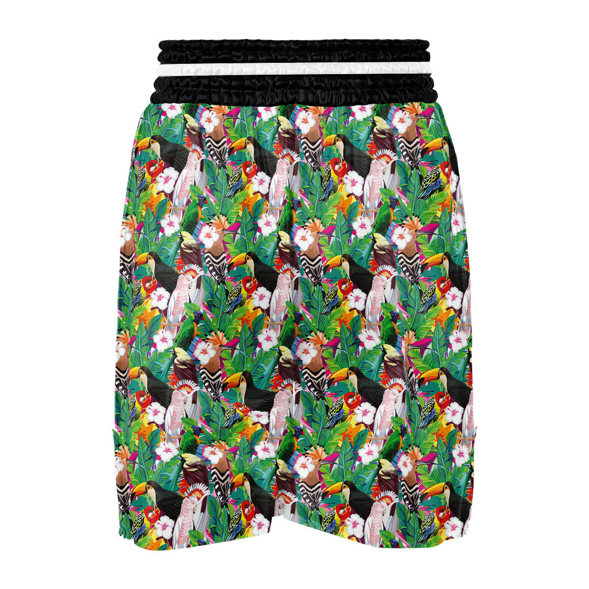 Palm Leaves And Bird Of Paradise Print Boxing Shorts-grizzshop