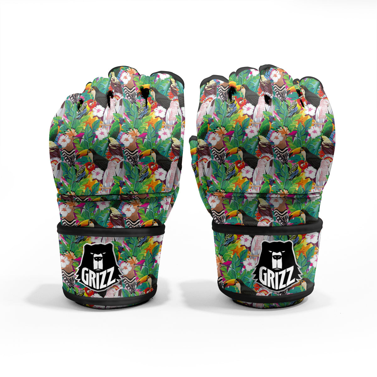 Palm Leaves And Bird Of Paradise Print MMA Gloves-grizzshop