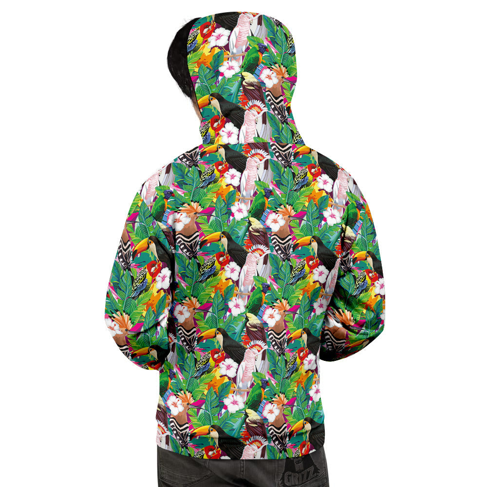 Palm Leaves And Bird Of Paradise Print Men's Hoodie-grizzshop