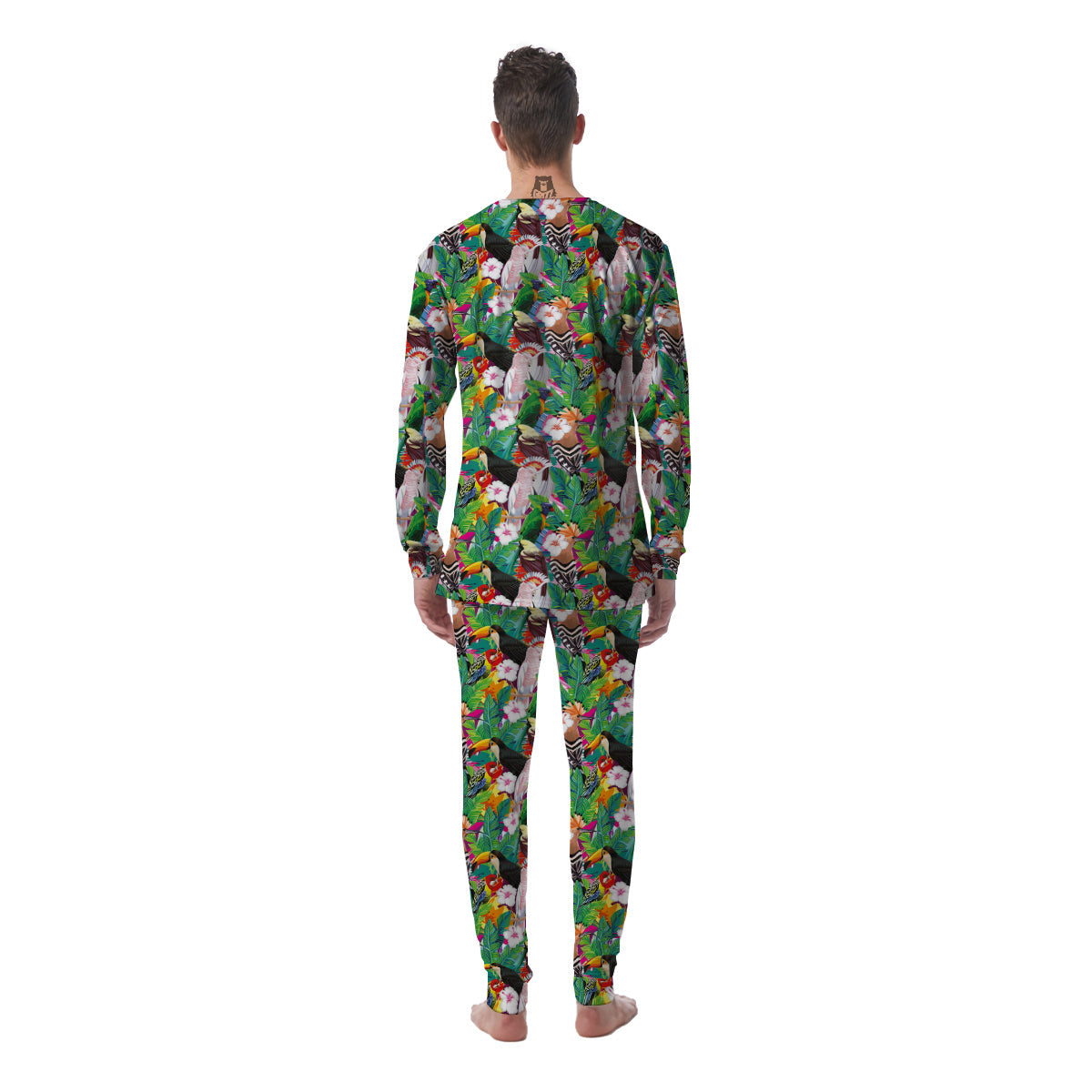 Palm Leaves And Bird Of Paradise Print Men's Pajamas-grizzshop