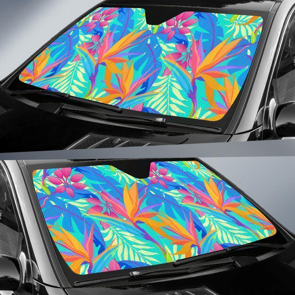 Palm Leaves Floral Tropical Hawaiian Pattern Print Car Sun Shade-grizzshop