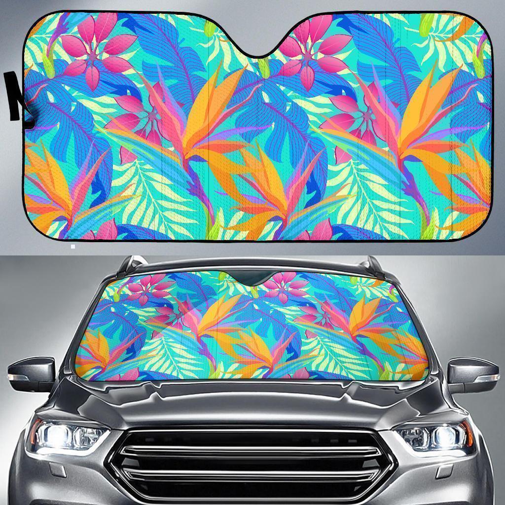 Palm Leaves Floral Tropical Hawaiian Pattern Print Car Sun Shade-grizzshop