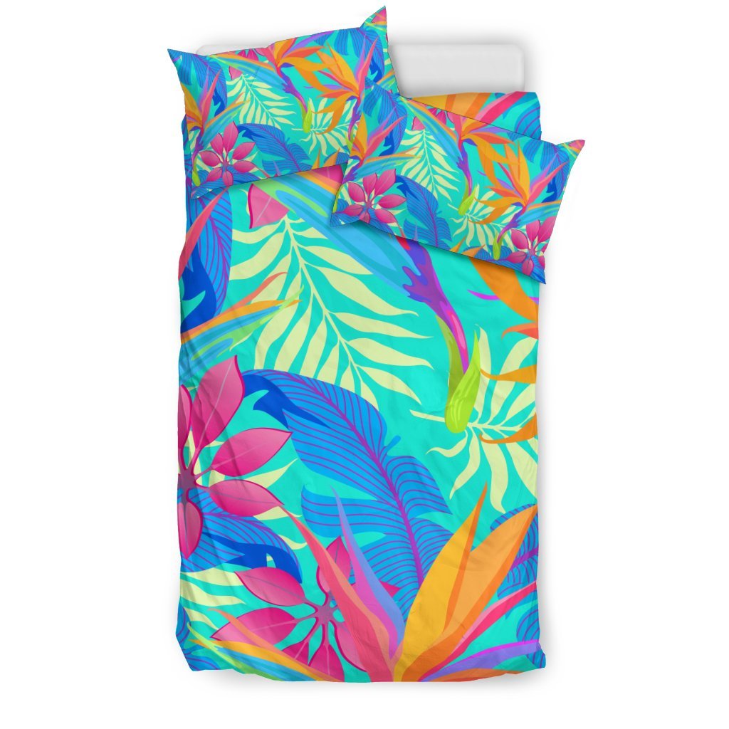 Palm Leaves Floral Tropical Hawaiian Pattern Print Duvet Cover Bedding Set-grizzshop