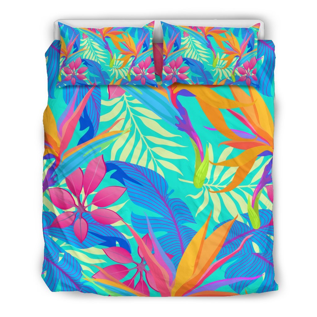 Palm Leaves Floral Tropical Hawaiian Pattern Print Duvet Cover Bedding Set-grizzshop