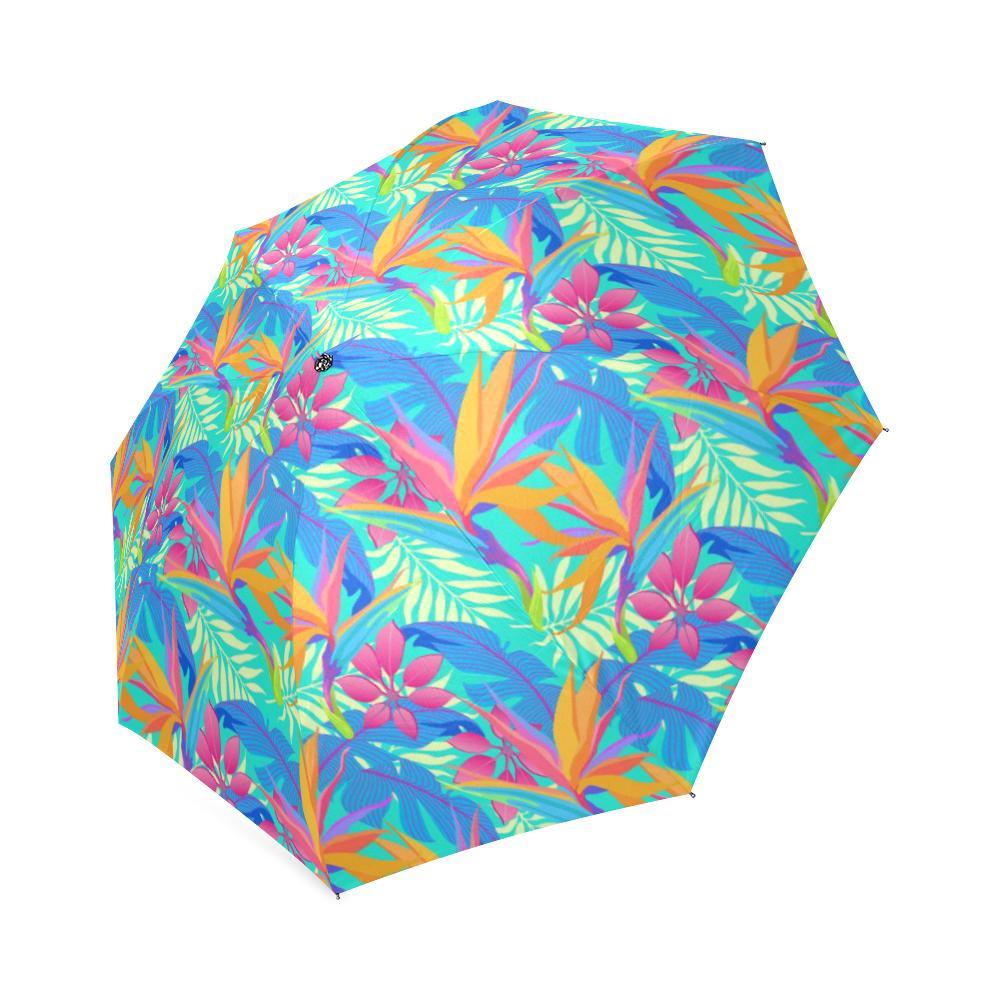 Palm Leaves Floral Tropical Hawaiian Pattern Print Foldable Umbrella-grizzshop