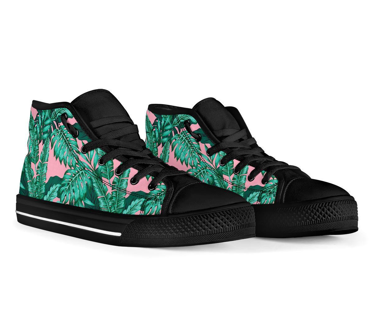 Palm Leaves Floral Tropical Hawaiian Pattern Print Men Women's High Top Shoes-grizzshop