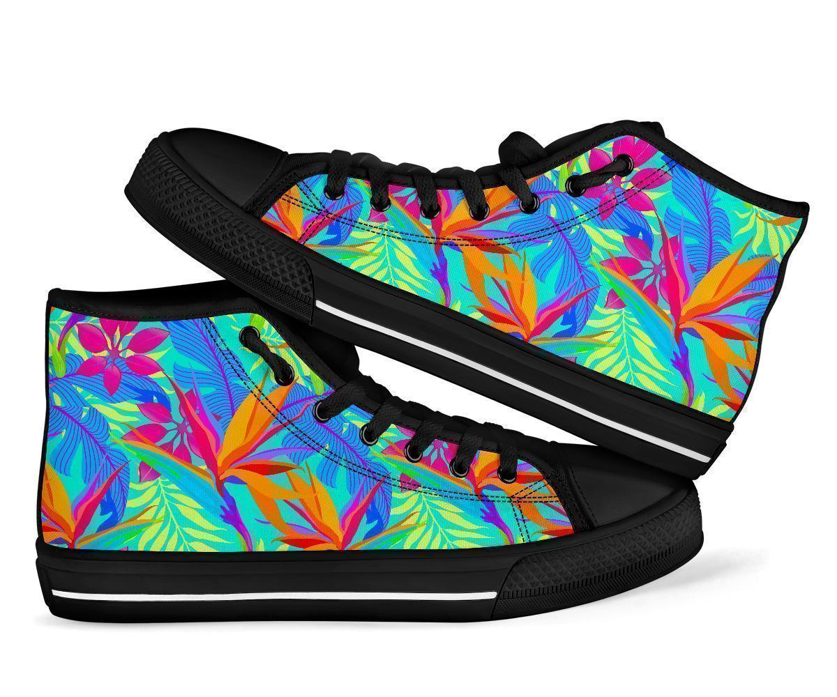 Palm Leaves Floral Tropical Hawaiian Pattern Print Men Women's High Top Shoes-grizzshop