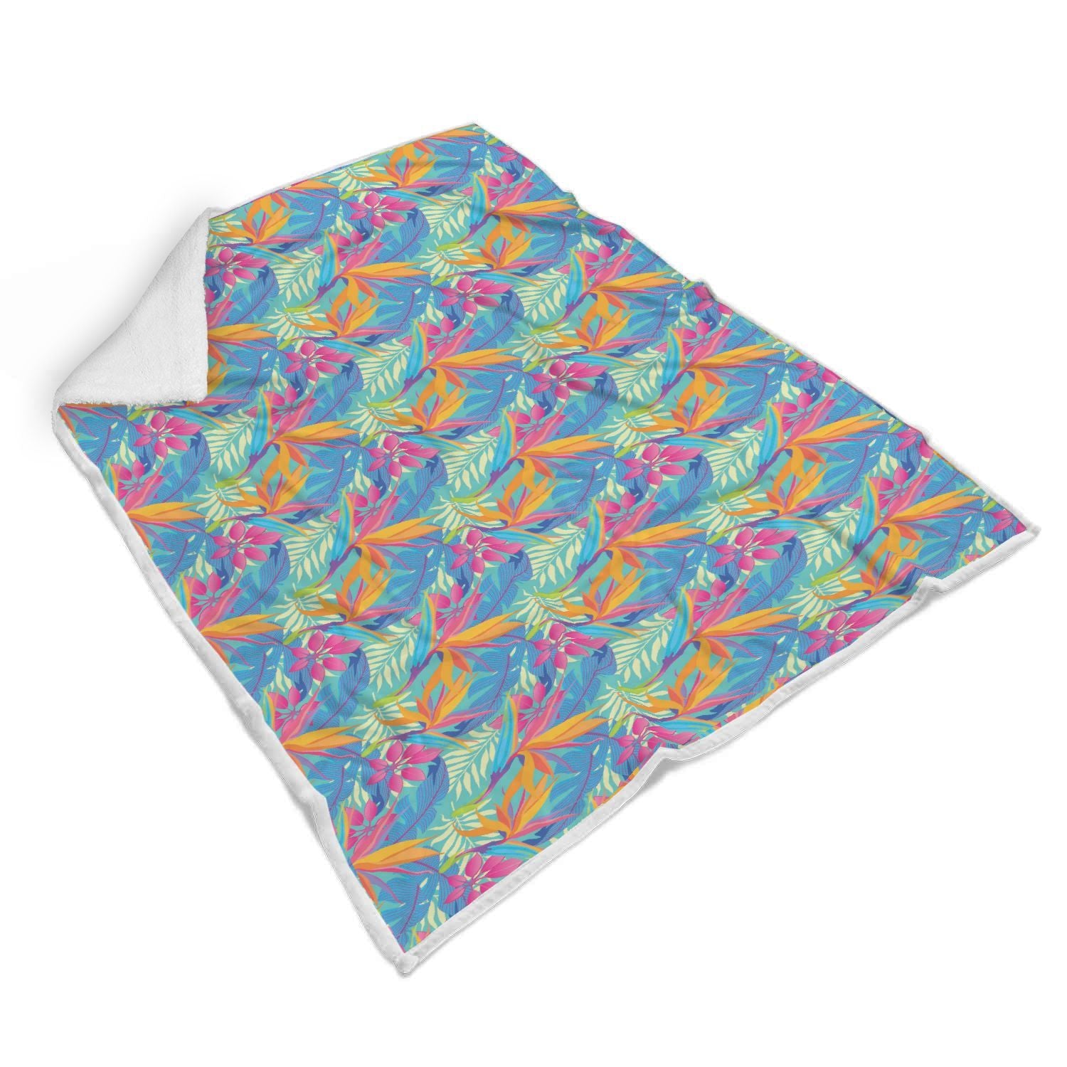 Palm Leaves Floral Tropical Hawaiian Pattern Print Throw Blanket-grizzshop