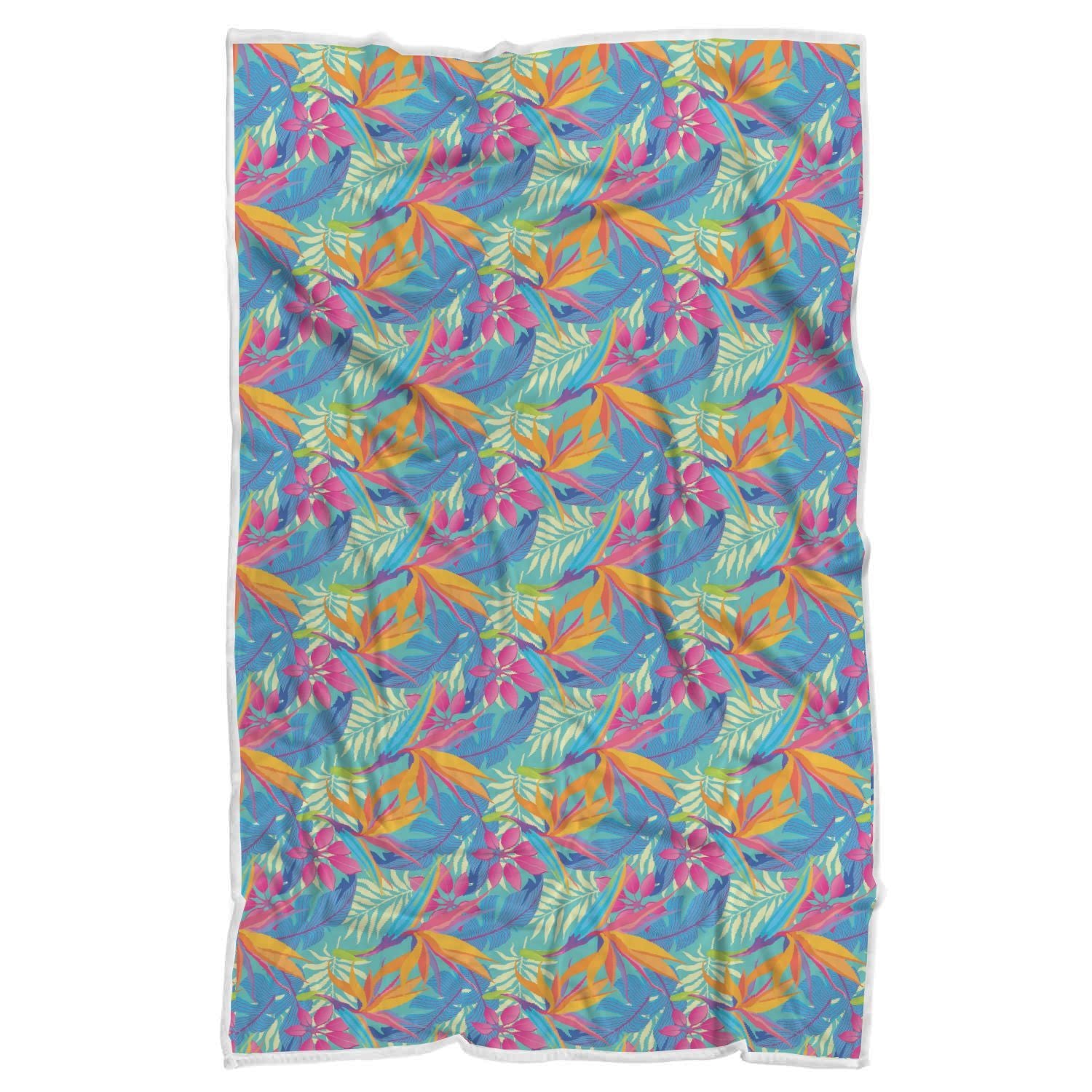 Palm Leaves Floral Tropical Hawaiian Pattern Print Throw Blanket-grizzshop