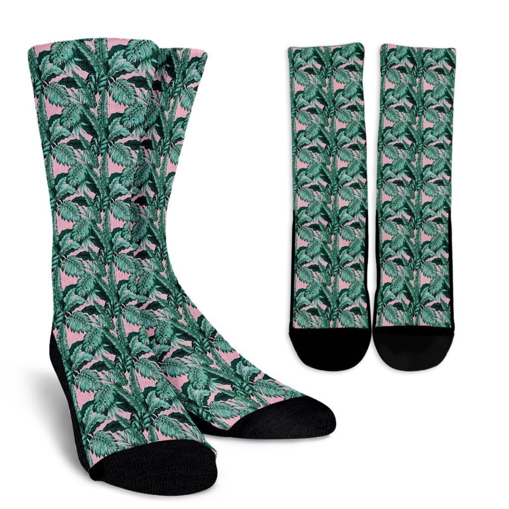 Palm Leaves Floral Tropical Hawaiian Pattern Print Unisex Crew Socks-grizzshop